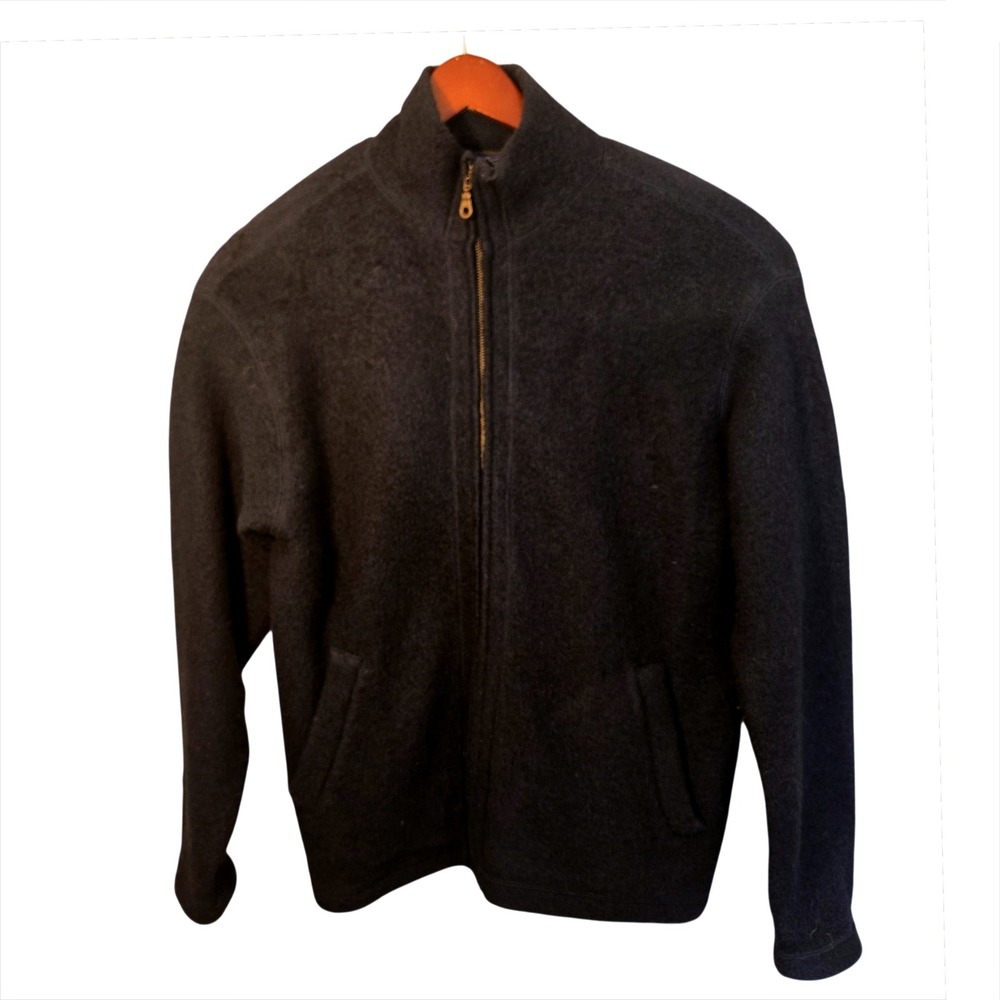 Patagonia 100% Wool Women Large Navy Blue Zip Vintage Sweater Coat Long Sleeve